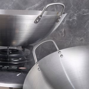 Wok de Acero Inoxidable 201 con Doble Asa en Varios Tamaños, Apto para Restaurantes y Uso Doméstico - Product Image 3