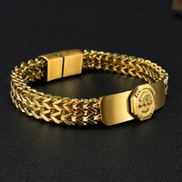 Bracelet tendance en acier inoxydable plaqué or 18 carats avec chaîne cubaine et arbre de vie, style hip-hop, pour homme