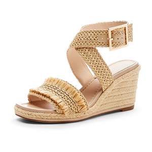 Sandalias de cuña negras de tacón medio con punta abierta, estilo coreano, para mujer - Product Image 6