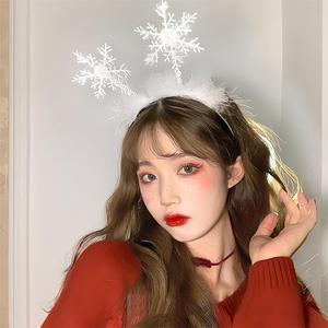 Diademas navideñas Copo de nieve blanco Fiesta de Navidad Disfraz Sombreros Aros para el cabello Fiesta de festivales Accesorios para el cabello para fiesta de Navidad - Product Image 5