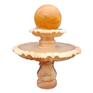 Fuente flotante de cascada moderna de mármol personalizada, fuente de bola rodante de piedra, fuente de bola de granito giratoria