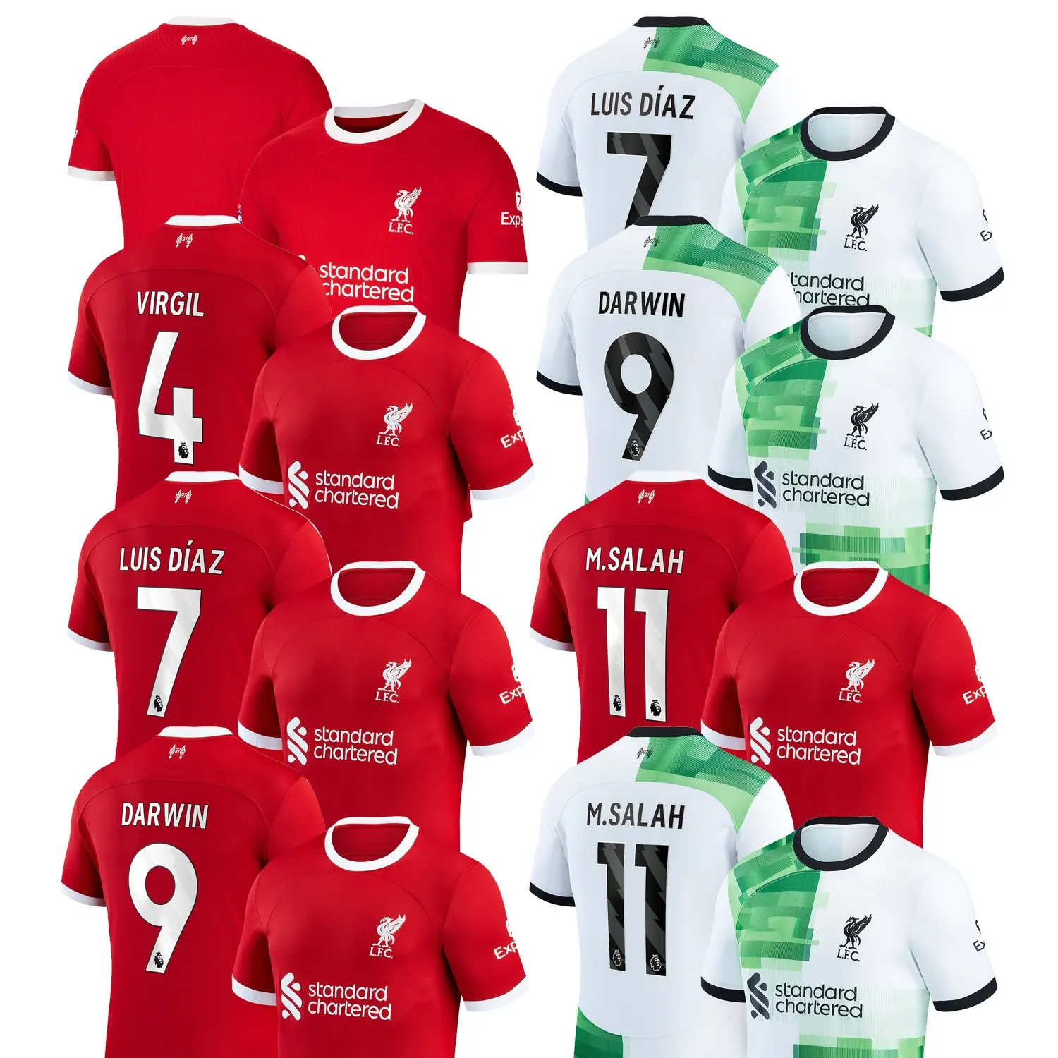 Camisetas de fútbol de Liverpooll 2023/24, camisetas de fútbol de local, traje de uniforme en blanco personalizado tercer cuarto #4 #7 #9 Darwin #11 M.Salah