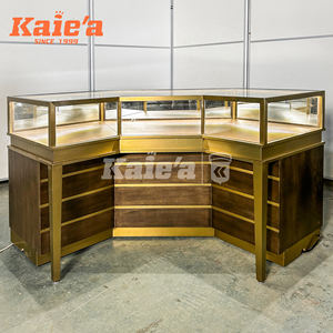 Vetrina Espositiva per Gioielleria di Alta Gamma Personalizzata all'Ingrosso Banco Rotondo in Vetro Oro Rosa Arredamento per Negozio di Gioielli - Product Image 2