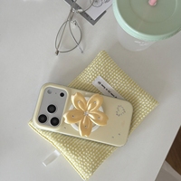 Casing HP Lipat Satin Floral Rhinestone IMD TPU+PC Cincin Magnetik Anti Benturan Penyangga untuk Menonton Video, Cocok untuk 18 Pro