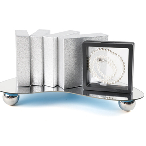 Vassoio in plastica argento lucido con scatola di carta trasparente gioielli da donna tali collane orecchini anelli orologi fatti di cartone - Product Image 2