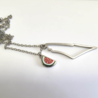Collier avec pendentif drapeau de la Palestine et pastèque, en métal de haute qualité, pour femmes et hommes