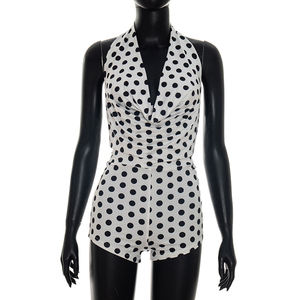 Viviblook D26RP106 New Women Summer Romper Sexy Polka Dot Print Halter Swinging Collar Backless One Piece Romper - Product Image 4