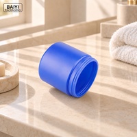 Pot de crème pour le visage rond de 500 ml, couvercle à vis blanc, pots en plastique PE bleu mat avec couvercles, emballage pour soins personnels, OEM ODM, large ouverture