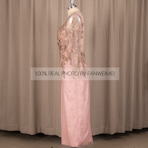 6656 # A-Line Sweep Train Blush Pink Plus Size gonfio pieghettato perla perline paillettes Backless Applique abito da sera abito da sera - Product Image 4