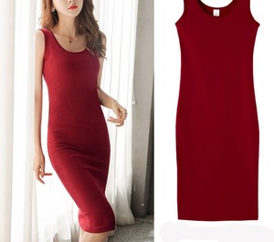 Abito estivo midi casual in chiffon senza maniche WY91706 per donne taglie forti, ragazze formose e studentesse, modello naturale con parte anteriore a vista - Product Image 5