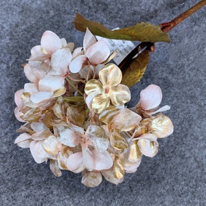 Última Flor de seda artificial base de oro color roto pequeño pétalo Hortensia para la decoración del hogar, materiales para arreglar <span class=keywords><strong>flores</strong></span> - Product Image 1