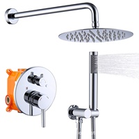 Robinet de douche encastré de style américain avec double sortie, cartouche céramique, corps en alliage électroplaqué, ensemble de robinetterie de douche, Chine