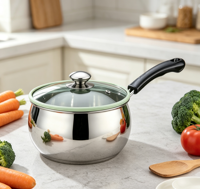 Ensemble de marmites à soupe en verre élégantes et modernes à poignée unique, avec design double anse motif perle de lait, compatibles gaz et induction