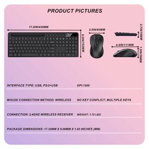 Ensemble <span class=keywords><strong>clavier</strong></span> et <span class=keywords><strong>souris</strong></span> <span class=keywords><strong>sans</strong></span> <span class=keywords><strong>fil</strong></span> 2.4G, ergonomiques, pour ordinateur, <span class=keywords><strong>avec</strong></span> support de téléphone et tablette - Product Image 2