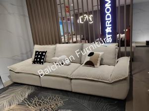 2025 nouveau Design Simple haut de gamme en daim canapé <span class=keywords><strong>petit</strong></span> salon <span class=keywords><strong>bateau</strong></span> droit minimaliste crème Style <span class=keywords><strong>bateau</strong></span>-forme canapé velours canapé - Product Image 3