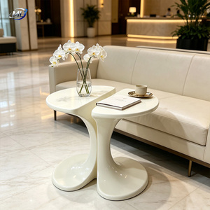 ML Coastal Luxe Side Table Modern <b>Plastic</b> Outdoor Patio Living Room Balcony Furniture White - Product Image 4