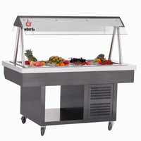 Table de présentation de buffet réfrigérée commerciale avec refroidissement par air, en acier inoxydable et contrôle numérique de la température