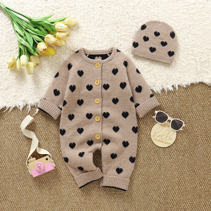 Tutina in Maglia a Cuore per <span class=keywords><strong>Neonata</strong></span> Mimixiong - Pagliaccetto a Maniche Lunghe Ispessito e Caldo, Outfit Elegante per Autunno e Inverno - Product Image 1