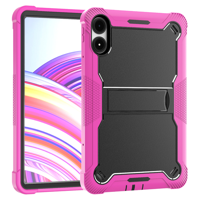 2026 Hot Sale Premium Vibrant Pink PC Silicone Tablet Cover Shockproof Case with Stand for Redmi Pad Pro 12.1