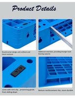 Palette en plastique empilable pour entrepôt automatisé, personnalisable, robuste, en maille HDPE, grillagée, renforcée en acier sur trois pieds