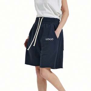 Pantalones cortos deportivos sueltos para hombre de Color sólido de alta calidad, pantalones cortos informales de algodón con cordón y bolsillo para hombre - Product Image 2