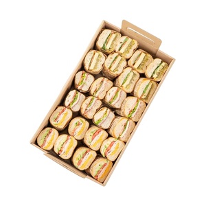 Grand <span class=keywords><strong>plateau</strong></span> de <span class=keywords><strong>traiteur</strong></span> à emporter Kraft pour beignet Bagel Donut Cake Food Delivery Sandwich Boîte à double tiroir Support pour table à vapeur - Product Image 4
