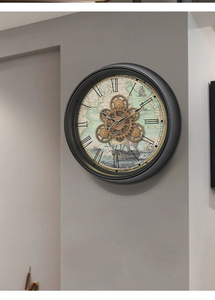 <span class=keywords><strong>Horloge</strong></span> <span class=keywords><strong>murale</strong></span> à mouvement silencieux à quartz en métal rustique carrée à une seule face avec <span class=keywords><strong>aiguilles</strong></span> et engrenages mobiles réels, chiffres romains, nouvelle collection 2025 - Product Image 3
