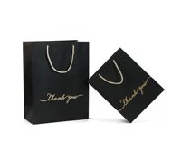 Bolsa de Papel Negra de Lujo con Impresión en Dorado para Negocios Minoristas, Boutiques, Bolsas de Regalo de Alta Calidad