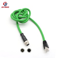 Cable Cat6A de Alta Flexibilidad, 8 Pines, Codificación A, M12, Impermeable, con Doble Blindaje EMI, para Módulos de Visión de Robots Móviles Industriales AGV AMR de 10 Gbps