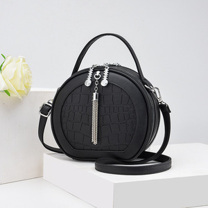 2025 New Fashion Round Shape <strong>Bags</strong> for <strong>Women</strong> Luxury Tassel Zipper Crossbody <strong>Bags</strong> PU <strong>Leather</strong> Circular <strong>Handbag</strong> - Product Image 2
