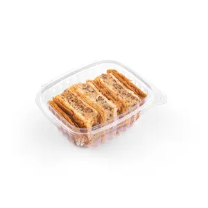 8oz 12oz 16oz 24oz 32oz 48oz Clear Plastic PET Disposable Square Hinged Clamshell Fruit Salad Box Packaging Deli Food Container