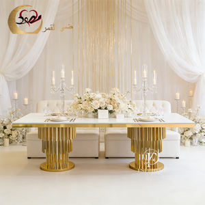 Wedding Furniture Gold Stainless Steel Rectangle Base <b>Table</b> for Party Events - Product Image 4