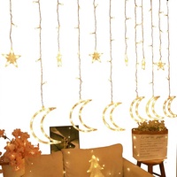 Guirlande lumineuse de Noël pour fenêtre, rideau LED, étoiles, lune, lumières décoratives, mariage, fête, blanc chaud à intensité variable, IP44