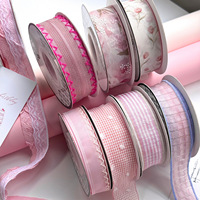 Ruban en Soie Haut de Gamme Rose Pêche Série Honey Dew pour Bouquet Floral, Décoration de Gâteau et Boîte Cadeau