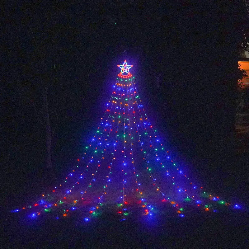 Natal luzes Cachoeira 350 LED Estrela Pendurado Fairy Tree Luzes Outdoor Decoração Natal Cortinas Luz