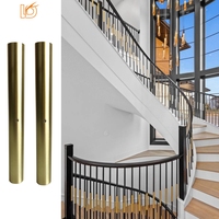 Tube central rond en métal uni pour balustre d'escalier, vente en gros, offre spéciale, en fer forgé, avec manchon en laiton brossé pour rampe d'escalier