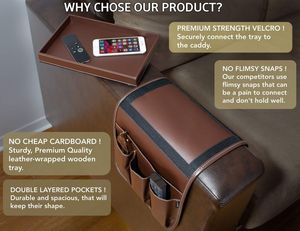 Non-Slip Couch Cup <strong>Holder</strong> Detachable Snack Tray PU Leather Armrest Cup <strong>Holder</strong> Couch Arm Tray <strong>Remote</strong> <strong>Control</strong> <strong>Holder</strong> - Product Image 2