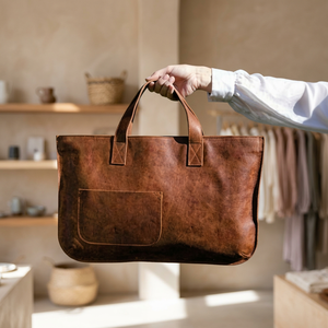 Buy Online Luxury Unisex Bags Handmade Leather <b>Handbags</b> Fashionable Western Style Waterproof Animal Prints Zipper Closure <b>Laptop</b> - Product Image 5