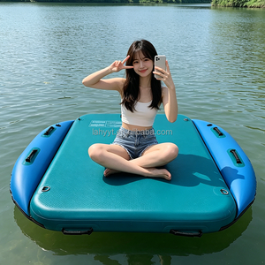 Hailebao Tapis gonflable rond en PVC Drop-stitch, résistant à l'eau, écologique, pliable et portable, pour pont flottant, yoga et lutte - Product Image 3