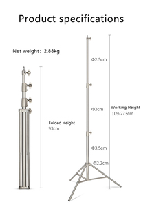 Nhà Máy Nhà sản xuất 2.8m thép không gỉ mùa xuân đệm Tripod đứng cho nhiếp ảnh Studio chiếu sáng - Product Image 4
