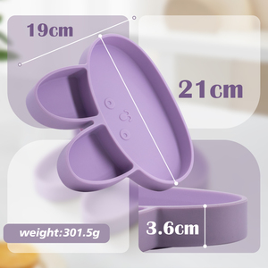Set di Ciotole in Silicone per Bambini a Forma di Coniglio, Piatto per l'Alimentazione dei Bambini con Base Robusta, Facile da Impugnare, Resistente al Calore, Senza BPA - Product Image 6