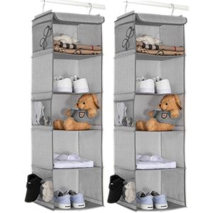 5 <b>Shelf</b> Hanging Closet Organizer 43x12x12 In With 6 Side Pockets For Clothes Bedroom Storage - Product Image 1