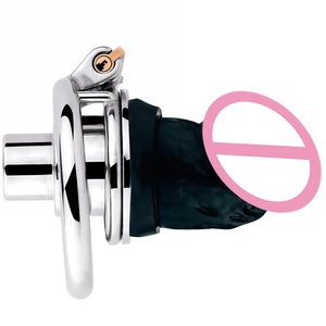 Candado de Castidad Masculino FRRK de Acero Inoxidable con Cabeza de Dildo de Silicona, Jaula para Pene, Cinturón de Castidad, Juguetes Sexuales de Abstinencia - Product Image 1