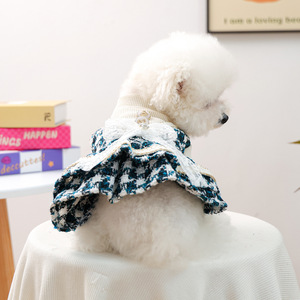 Nueva ropa de otoño/invierno para perros pequeños y cachorros, vestidos aristocráticos en tonos azules, cálidos y cómodos. - Product Image 1