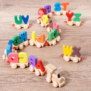 Tren <span class=keywords><strong>de</strong></span> <span class=keywords><strong>Madera</strong></span> Educativo para Niños, Juego <span class=keywords><strong>de</strong></span> Ensamblaje <span class=keywords><strong>de</strong></span> <span class=keywords><strong>Letras</strong></span> <span class=keywords><strong>de</strong></span> 26 Piezas, Tren <span class=keywords><strong>de</strong></span> <span class=keywords><strong>Madera</strong></span> Pintado a Color con Certificación EN71 - Product Image 3