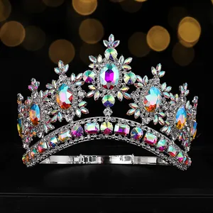 Luxury Lady Beauty Pageant Queen Crown Big ab Crystal Rhinestone Bride Hair Accessories