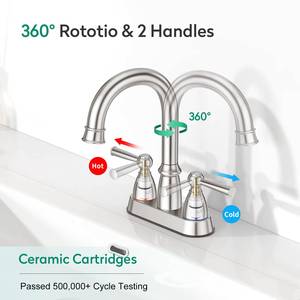 Robinet de lavabo double poignée 4 pouces en acier inoxydable, prix de gros usine le plus bas - Product Image 3