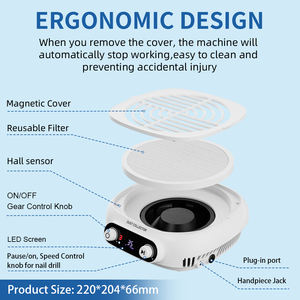 Howyea Nail Aspirateur pour Manucure Vernis À Ongles Gel Dissolvant Filtre Absorbeur <span class=keywords><strong>De</strong></span> Poussière Matériel Professionnel Nail Duster Collecteur - Product Image 2