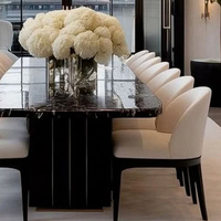 Table à manger ovale en marbre de luxe moderne, 12 places, table de banquet haut de gamme pour villa, personnalisation possible