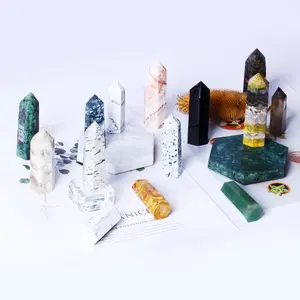 Natural Gemstone Healing Stones Small Crystal Tower Amethyst Clear Quartz Citrine Point Quartz Wands For Home Decoration